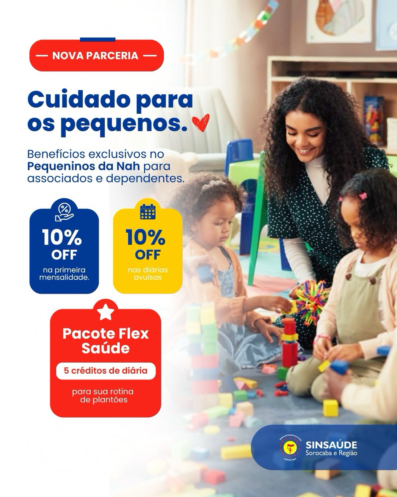 👥 Associado, aproveite mais esse benefício. O Sinsaúde amplia sua rede de parcerias com condições especiais no Pequenin…